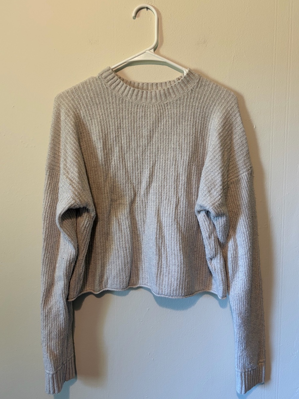 Abound Light Gray Ribbed Crewneck Sweater